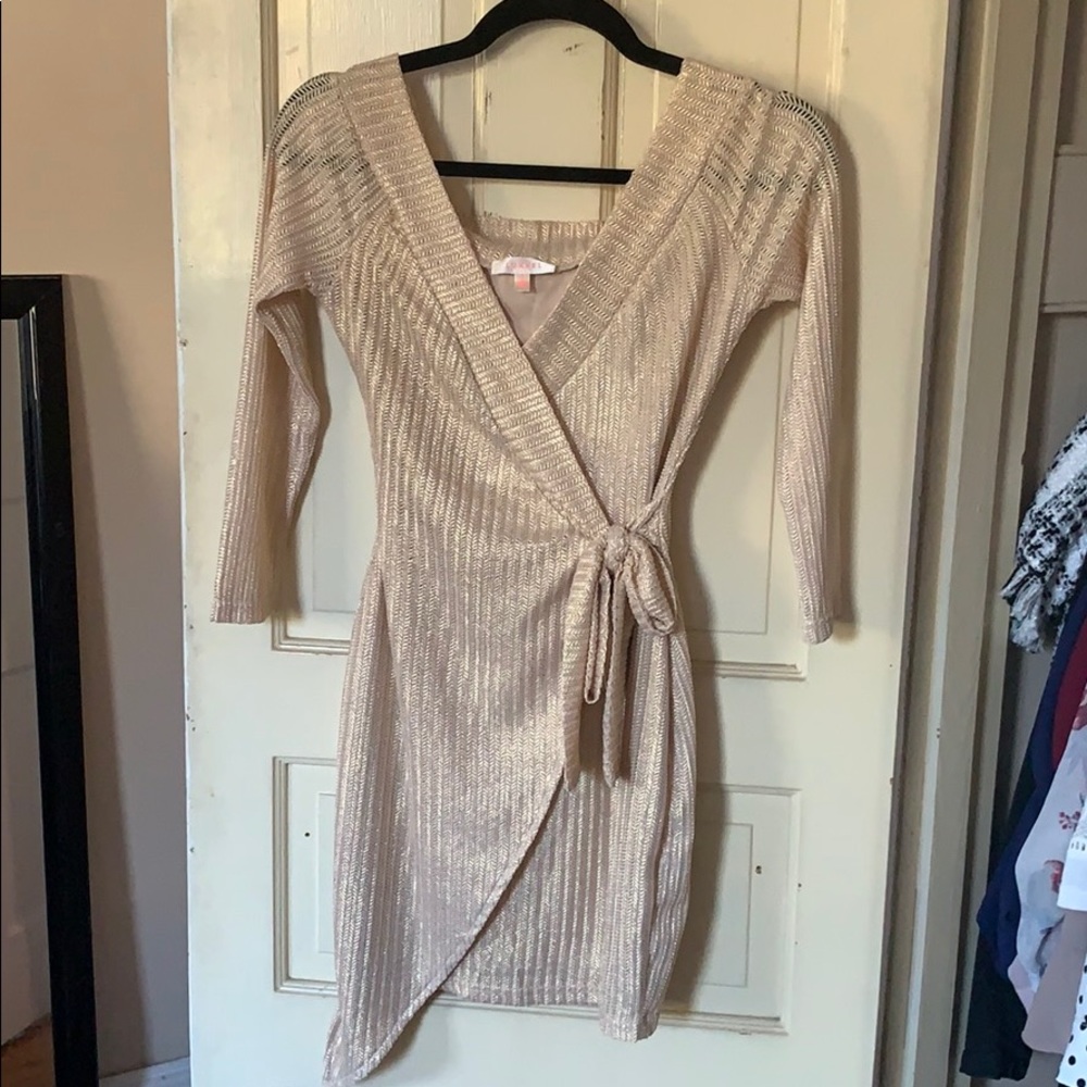 Never Worn! Gold Wrap Dress